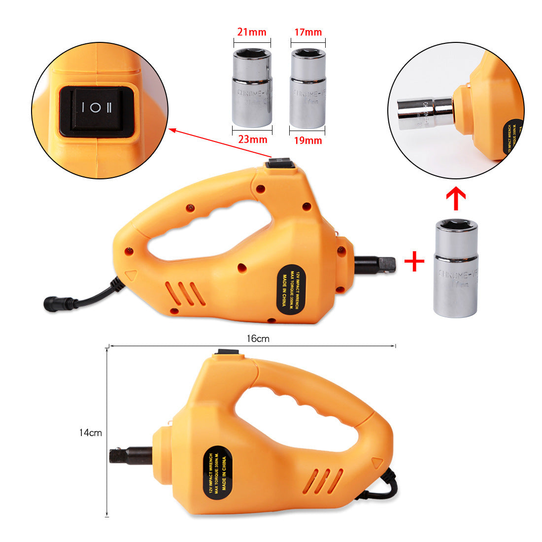 Electric car jack with wrench
