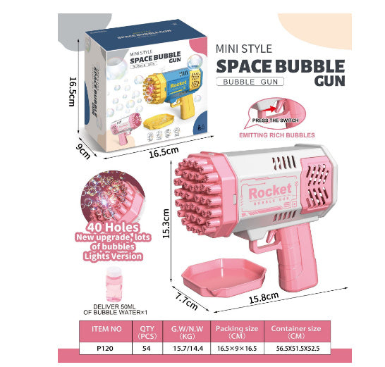 Automatic 69 holes bubble machine gun toy
