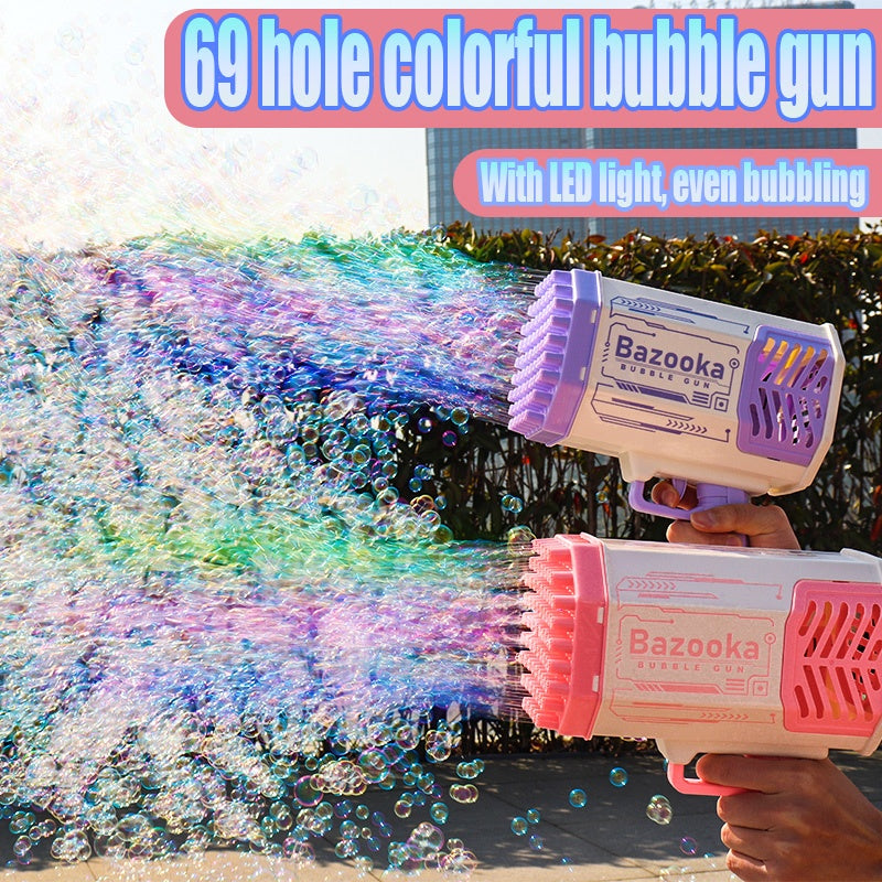Automatic 69 holes bubble machine gun toy