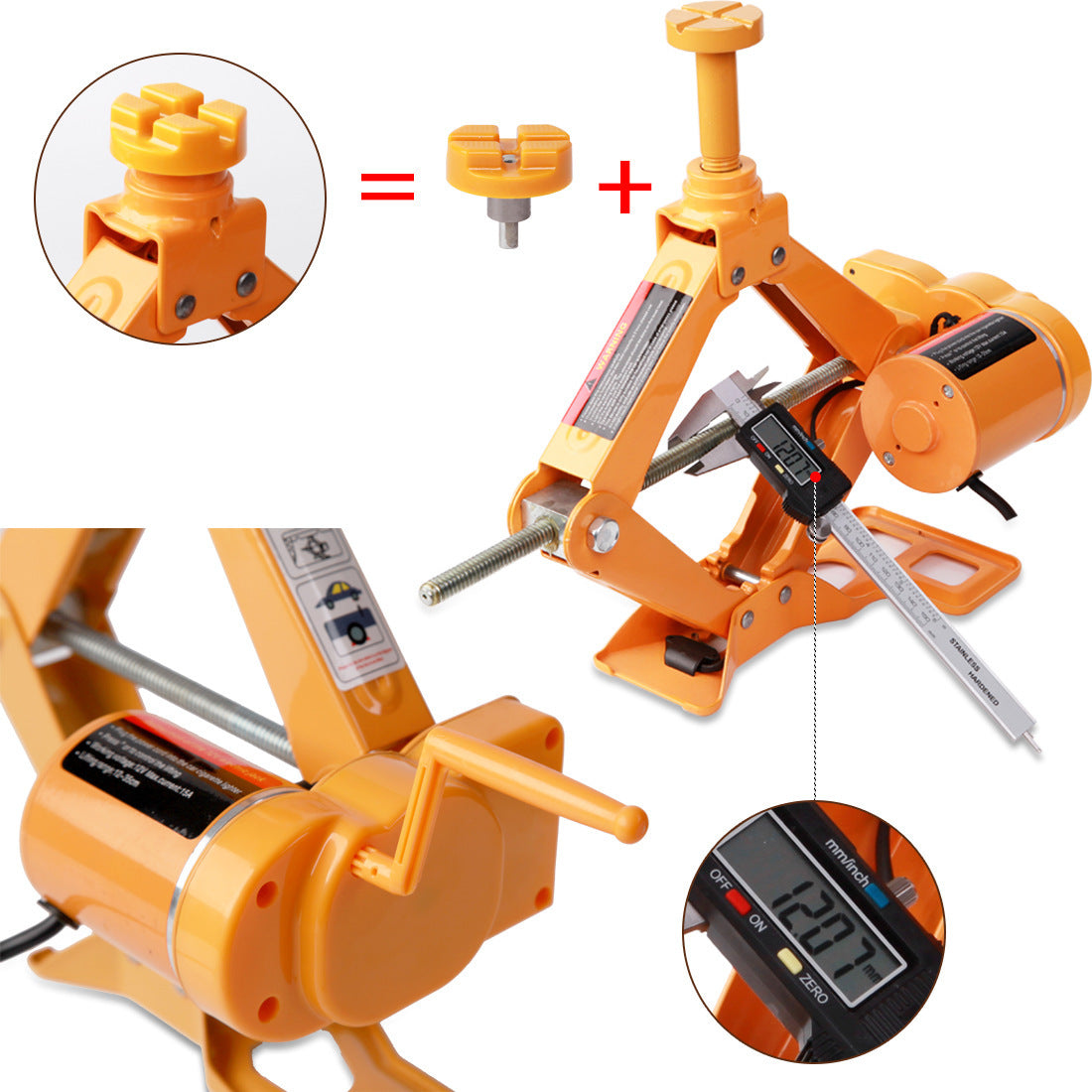 Electric car jack with wrench