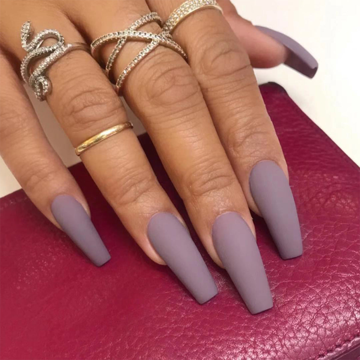 Solid Color Long Ballet Press on Nails