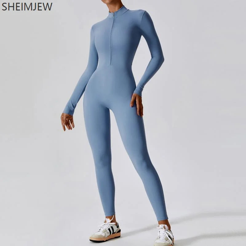 One-piece Sports Training Jumpsuit Women's Long Sleeve Tight Hip-highlighting Bodysuit Gym Clothing Sexy Dance Exercise Tights
