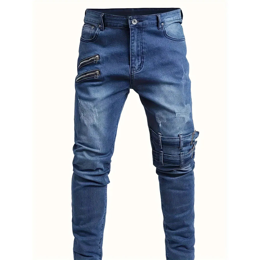 Casual Denim Biker Jeans