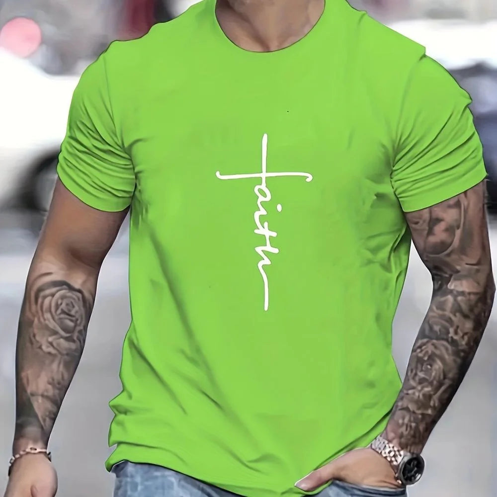 Cross Graphic T-Shirts For Mens Short Sleeve Tops Oversized Summer Clothing Casual Boys T-Shirts Street Male Shirts Tees 2024