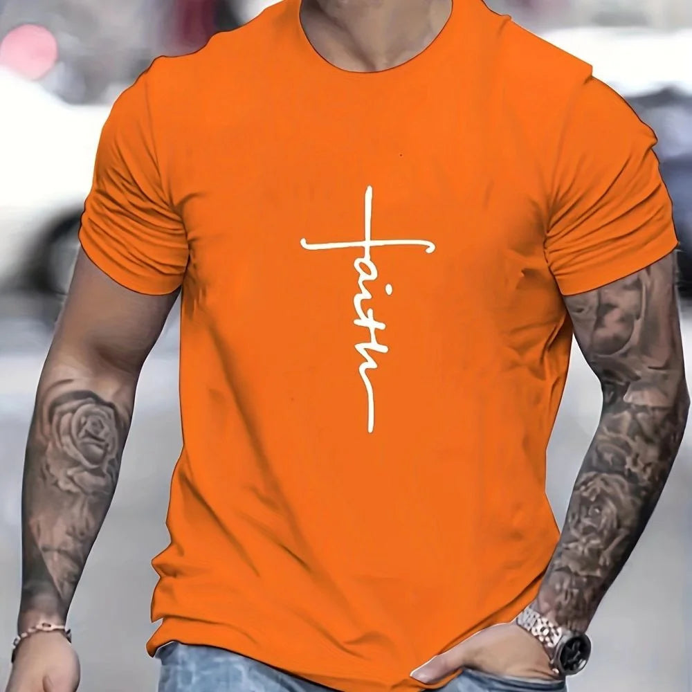 Cross Graphic T-Shirts For Mens Short Sleeve Tops Oversized Summer Clothing Casual Boys T-Shirts Street Male Shirts Tees 2024