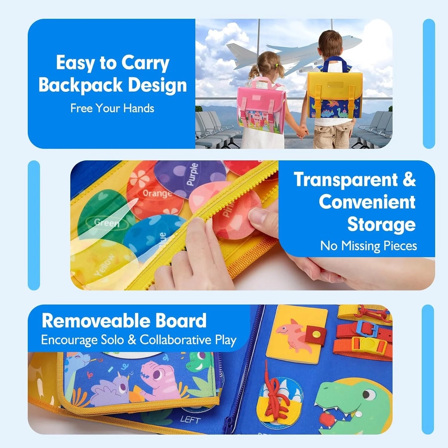 Toddler Life Skills Learning Toy with Travel Backpack