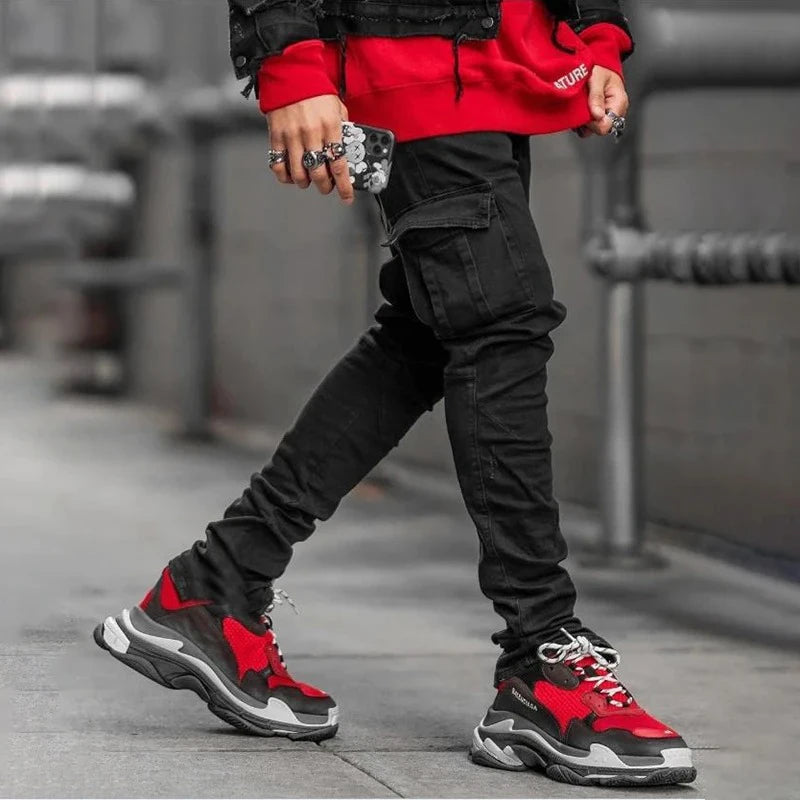 Demin Slim Fit Cargo Pants