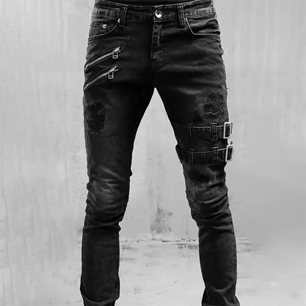 Casual Denim Biker Jeans