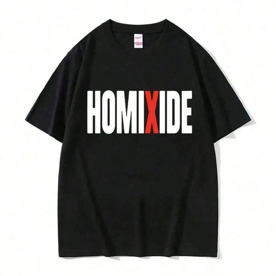 Hip Hop Graphic Tee for Men & Women - HOMIXIDE Rapper Oversized T-Shirt 2025 Size Black and White T-Shirts for Men's