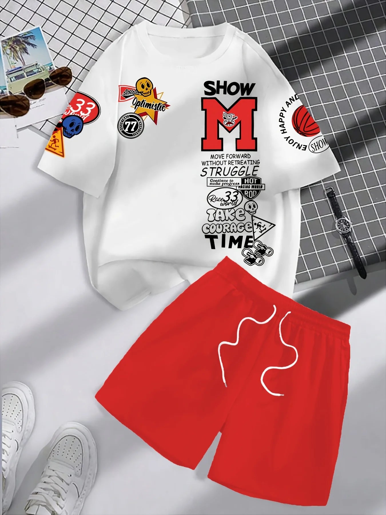 Fashionable 3D shirt and shorts set