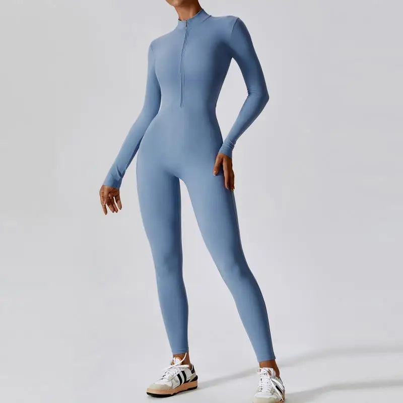 One-piece Sports Training Jumpsuit Women's Long Sleeve Tight Hip-highlighting Bodysuit Gym Clothing Sexy Dance Exercise Tights