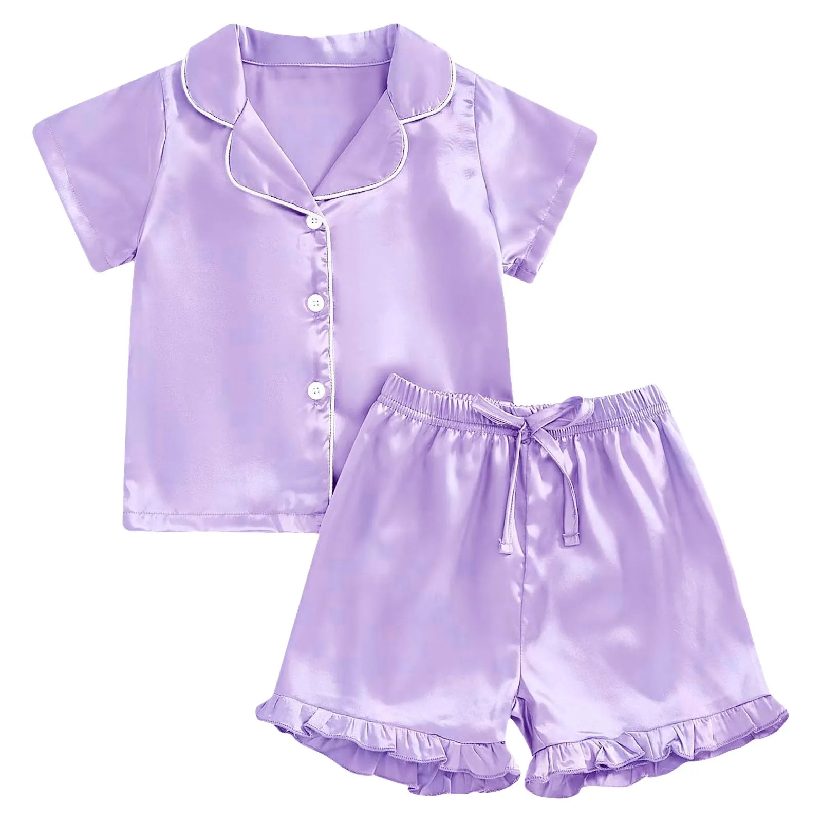 Baby Girl Warm Clothes Toddler Silk Pajamas Baby Kids Girl Satin Summer Feather Pajamas Short Sleeve Toddler Girl Slippers