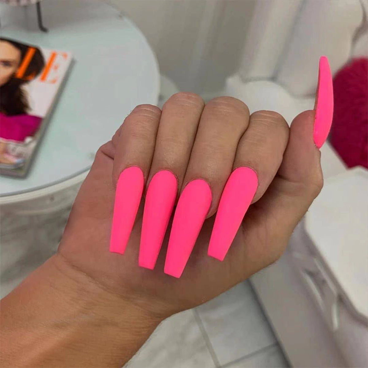 Solid Color Long Ballet Press on Nails