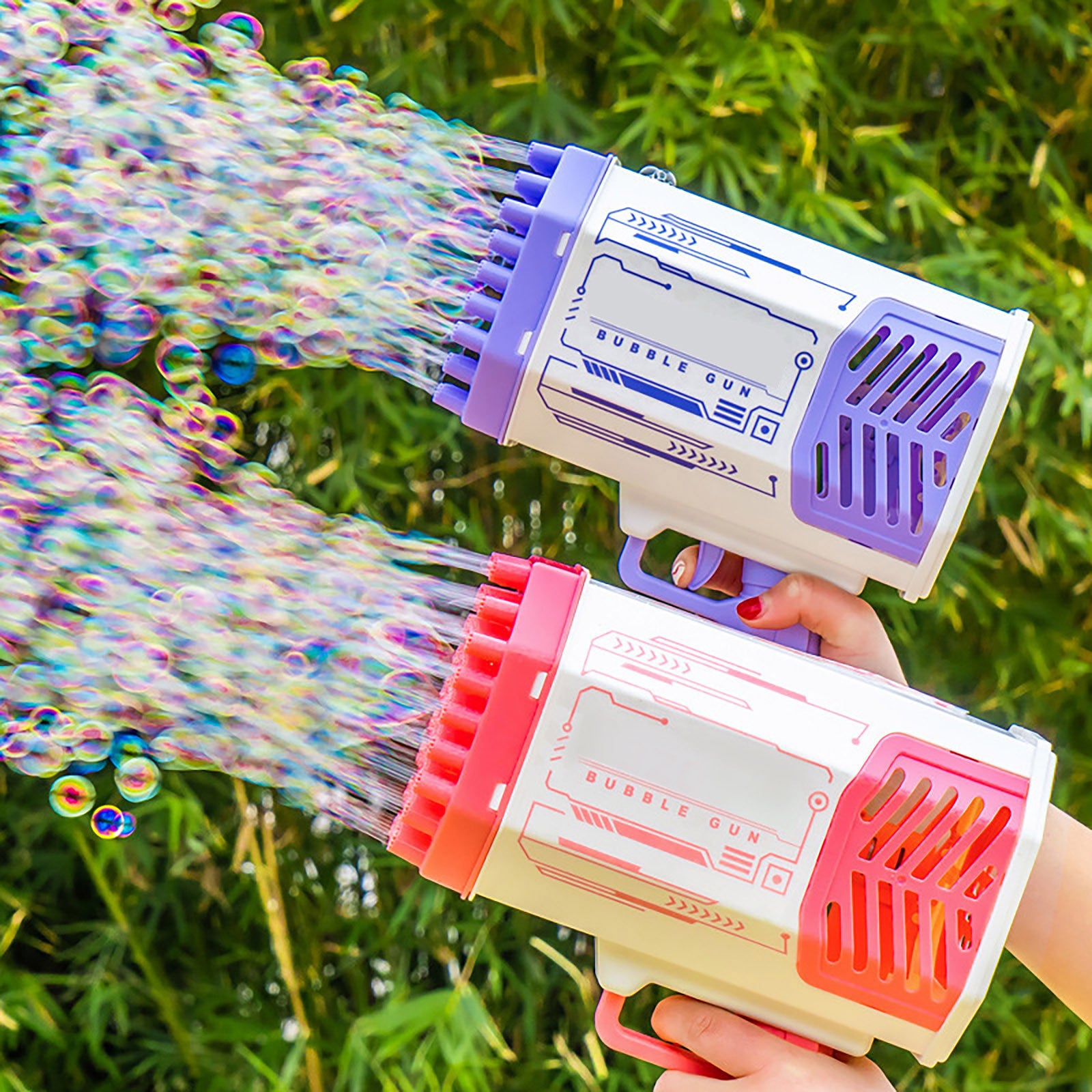 Automatic 69 holes bubble machine gun toy