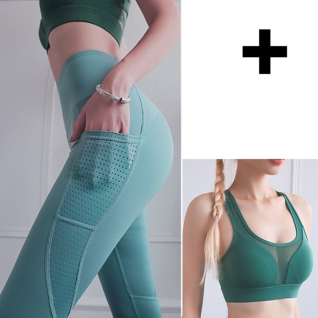 Fitness Yoga Pants for Women High Waist Solid Pocket-11