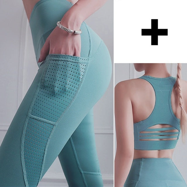 Fitness Yoga Pants for Women High Waist Solid Pocket-6