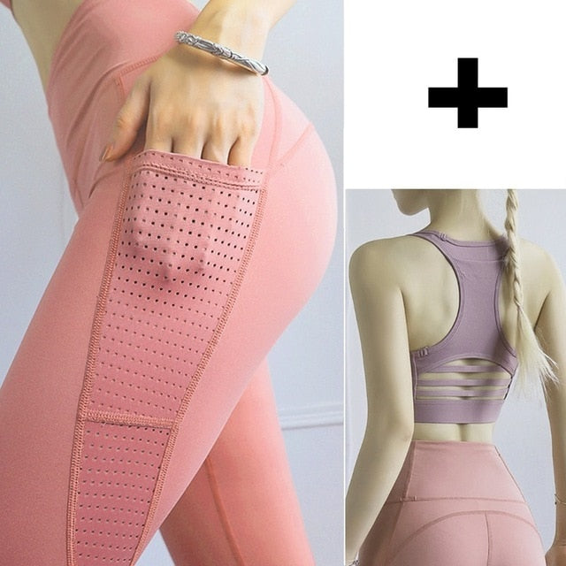 Fitness Yoga Pants for Women High Waist Solid Pocket-8