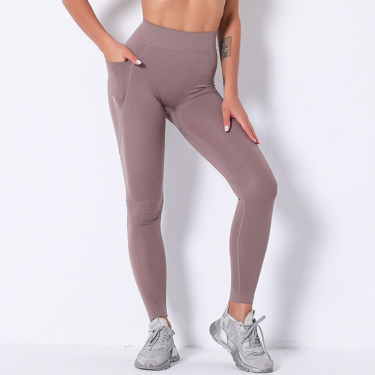Solid Seamless Yoga Pants Fashion High Elastics Hips Lifting Leggings Workout Push Up Running Sports Pants Women Clothing-2