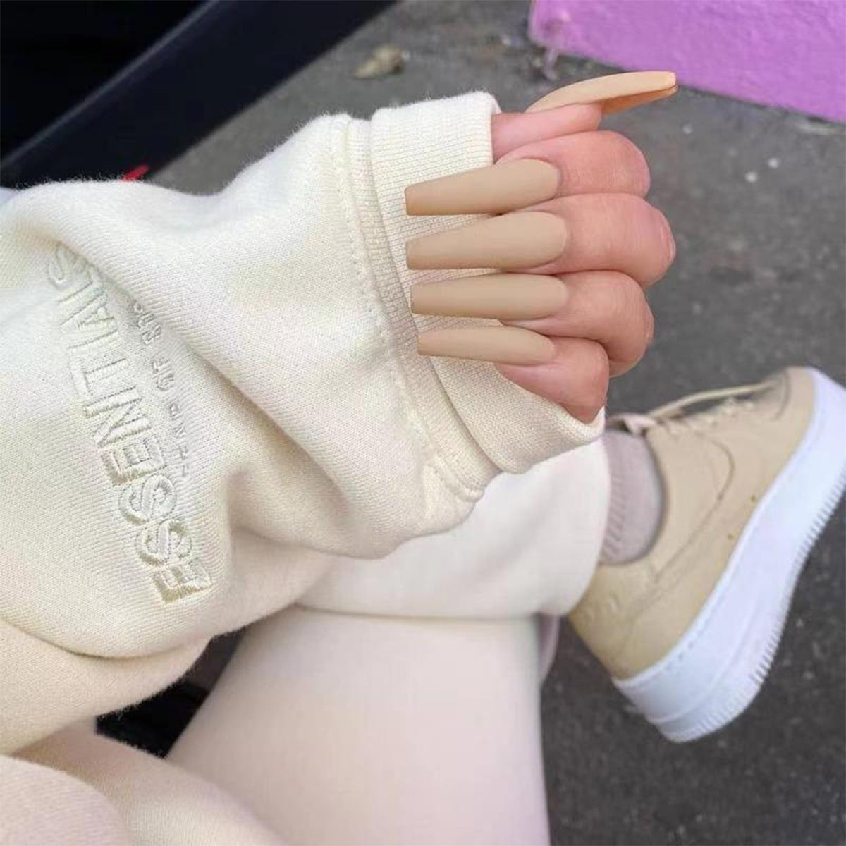 Solid Color Long Ballet Press on Nails