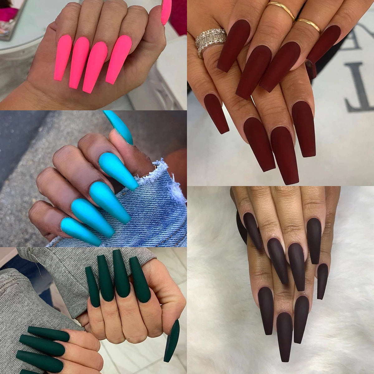 Solid Color Long Ballet Press on Nails