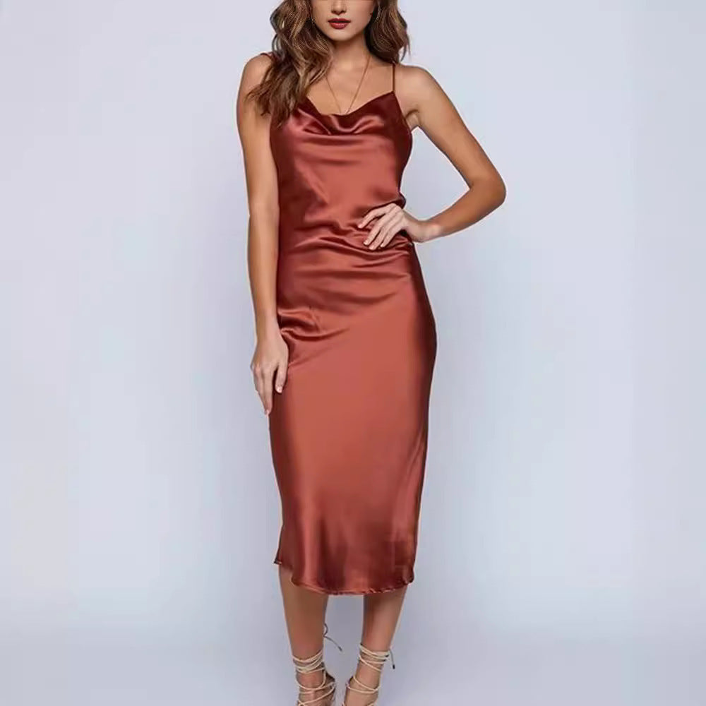 Sexy silk Mid-length Dress