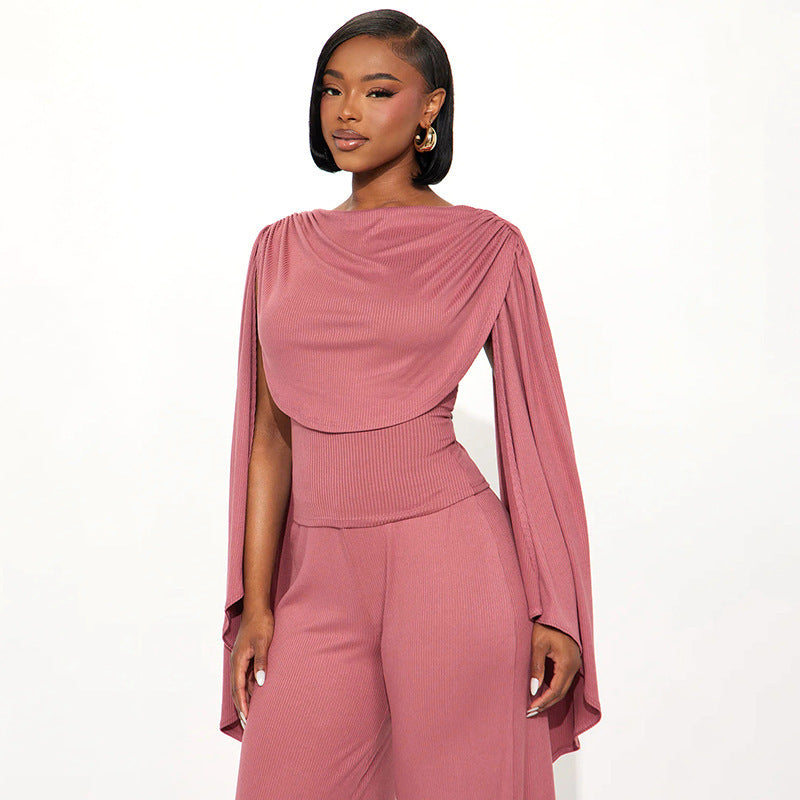 Casual Slim Ribbed Pants Set