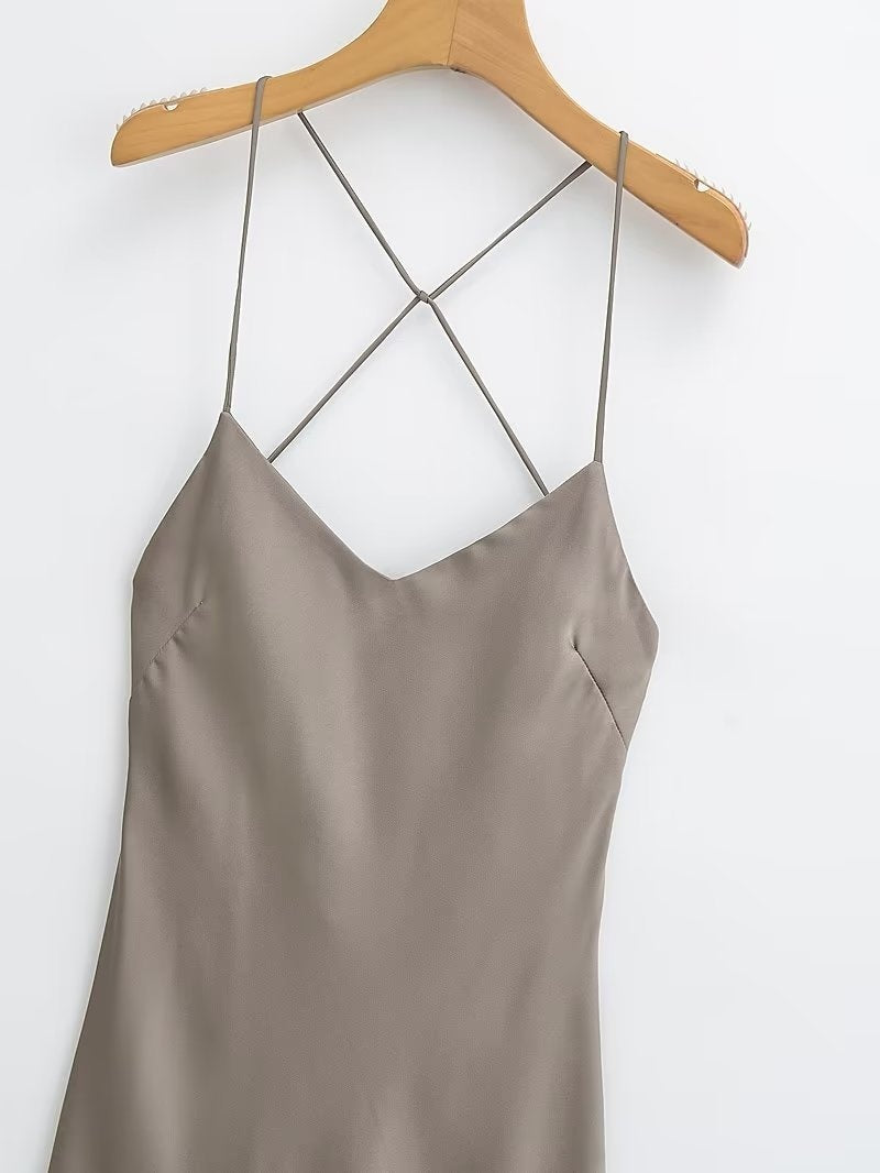 Backless sexy Mid-length Dress