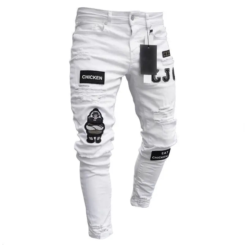 Ripped Slim-Fit fashion Biker Jeans