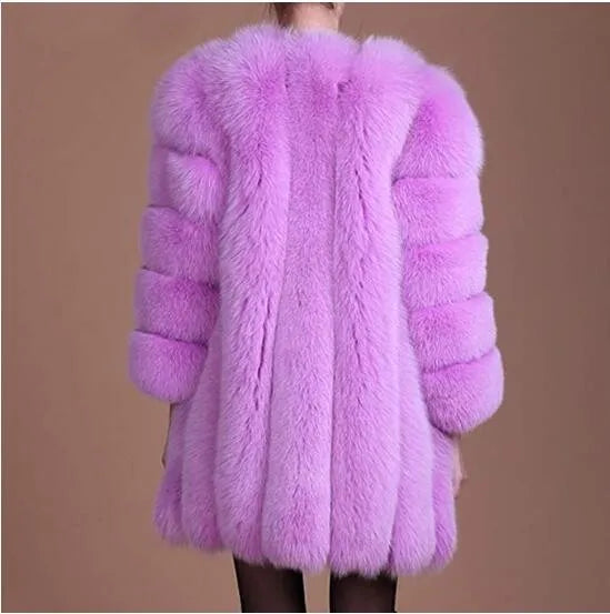 2018 New Hot Winter Women Jacket Factory Supply Fashion Fur Coat White Pink Women Furs Faux Fox/Rabbit Fur Coat