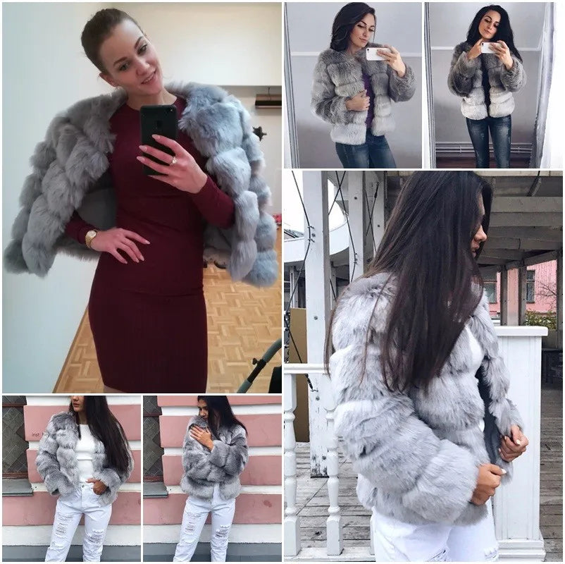2018 New Hot Winter Women Jacket Factory Supply Fashion Fur Coat White Pink Women Furs Faux Fox/Rabbit Fur Coat