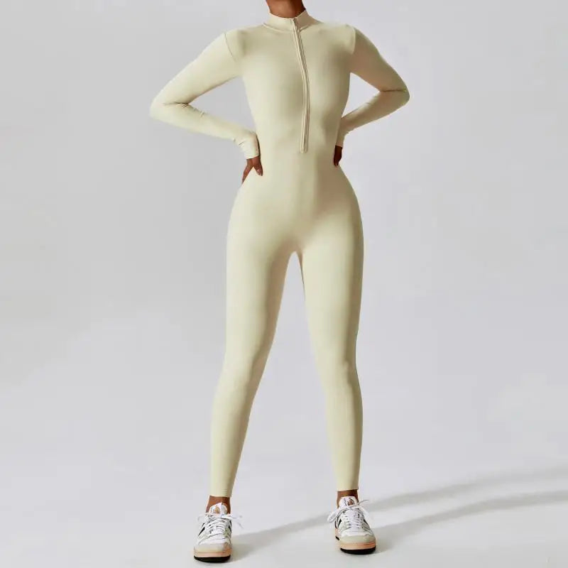 One-piece Sports Training Jumpsuit Women's Long Sleeve Tight Hip-highlighting Bodysuit Gym Clothing Sexy Dance Exercise Tights
