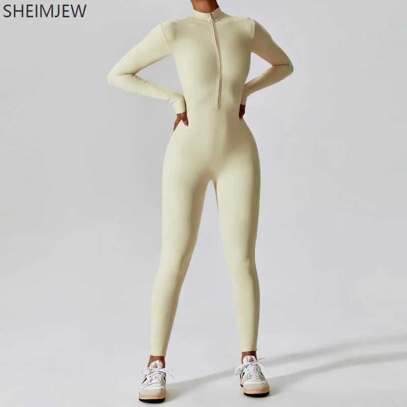 One-piece Sports Training Jumpsuit Women's Long Sleeve Tight Hip-highlighting Bodysuit Gym Clothing Sexy Dance Exercise Tights