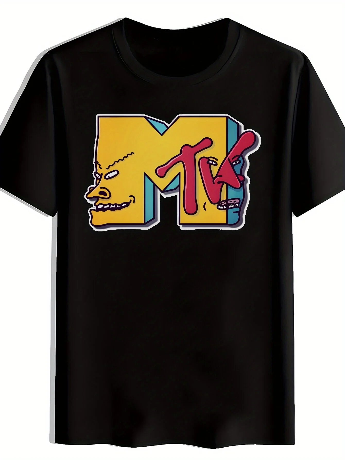 Men's and women's retro rock band graphic t-shirts, crew neck, casual summer tops with bold "M" print and musical note design