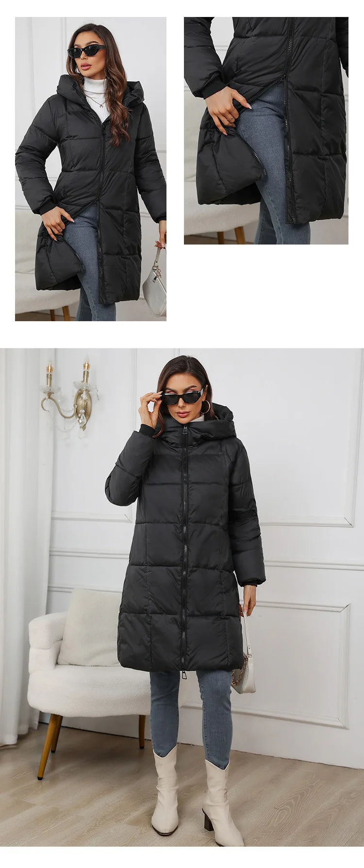 Winter Coat Female 2025 New Hooded Loose Solid Color Overcoat Women Cotton Jacket Mid-Length Slim Fit Thick Warm Padded Coats