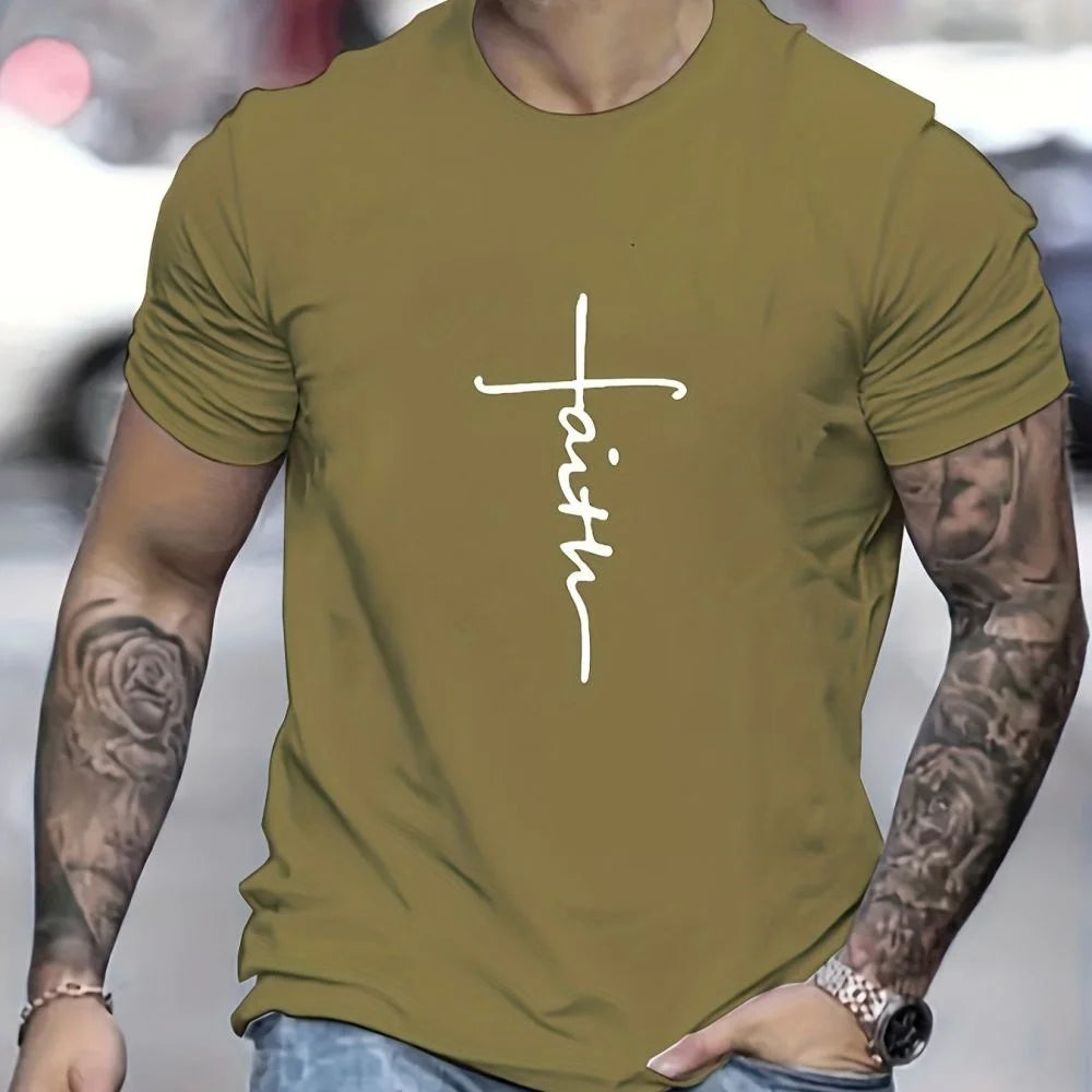 Cross Graphic T-Shirts For Mens Short Sleeve Tops Oversized Summer Clothing Casual Boys T-Shirts Street Male Shirts Tees 2024