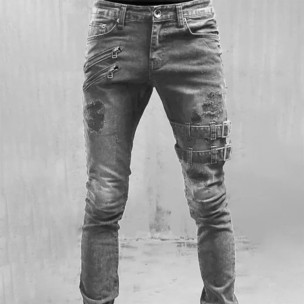 Casual Denim Biker Jeans