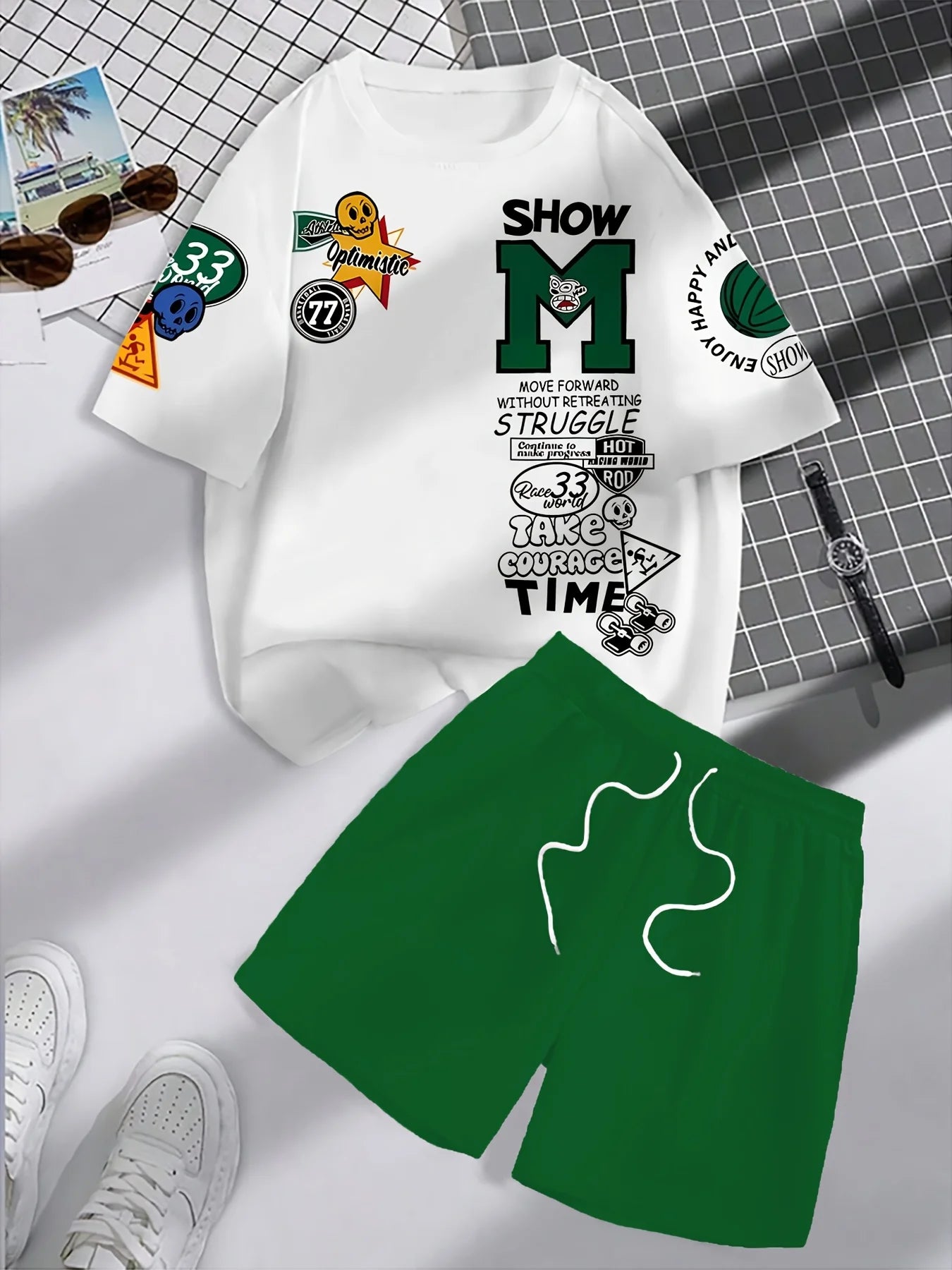 Fashionable 3D shirt and shorts set