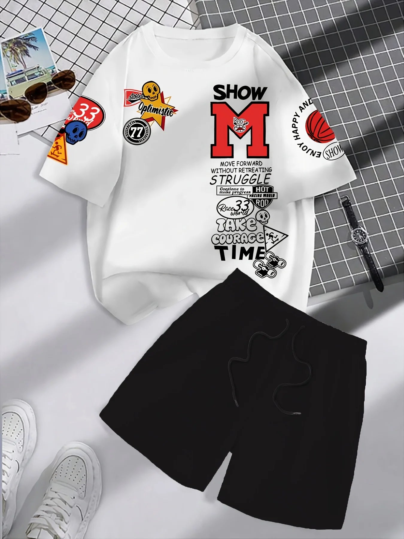 Fashionable 3D shirt and shorts set