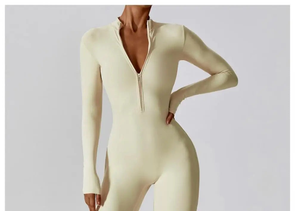 One-piece Sports Training Jumpsuit Women's Long Sleeve Tight Hip-highlighting Bodysuit Gym Clothing Sexy Dance Exercise Tights
