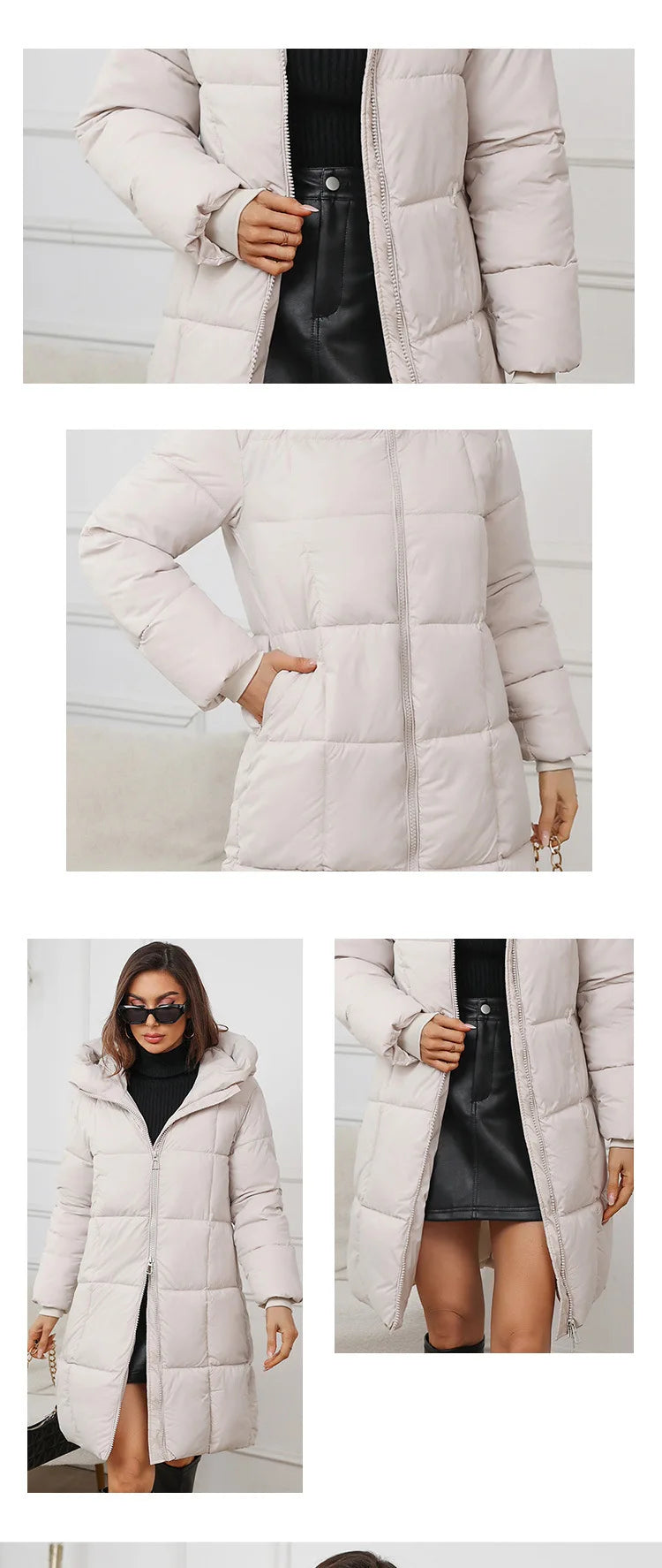 Winter Coat Female 2025 New Hooded Loose Solid Color Overcoat Women Cotton Jacket Mid-Length Slim Fit Thick Warm Padded Coats