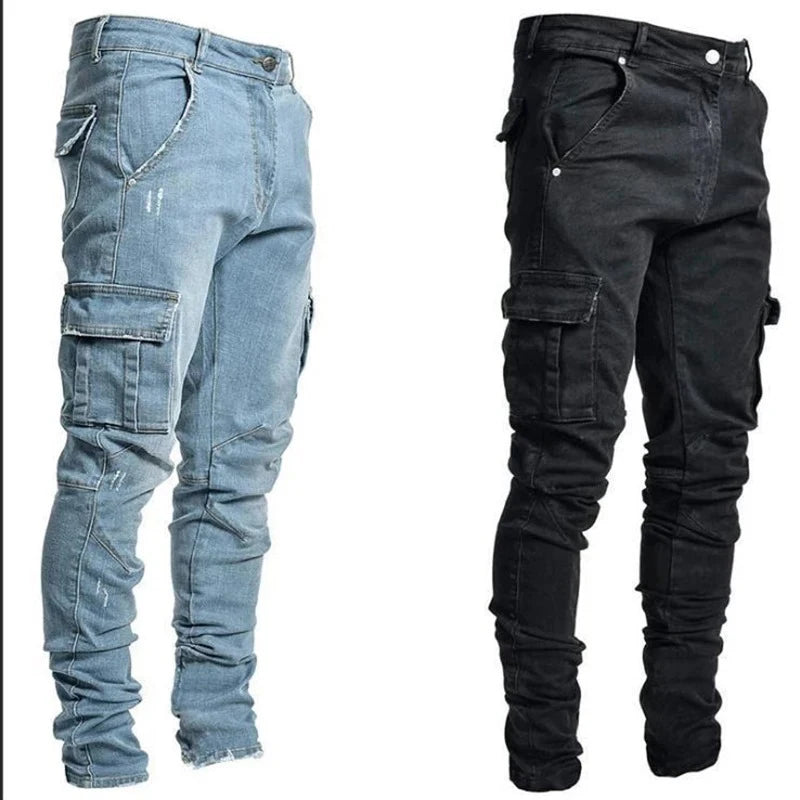 Demin Slim Fit Cargo Pants