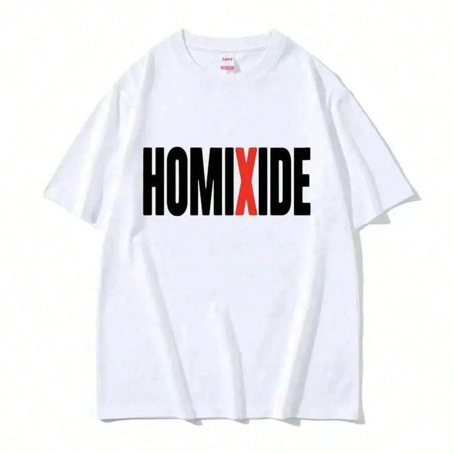 Hip Hop Graphic Tee for Men & Women - HOMIXIDE Rapper Oversized T-Shirt 2025 Size Black and White T-Shirts for Men's
