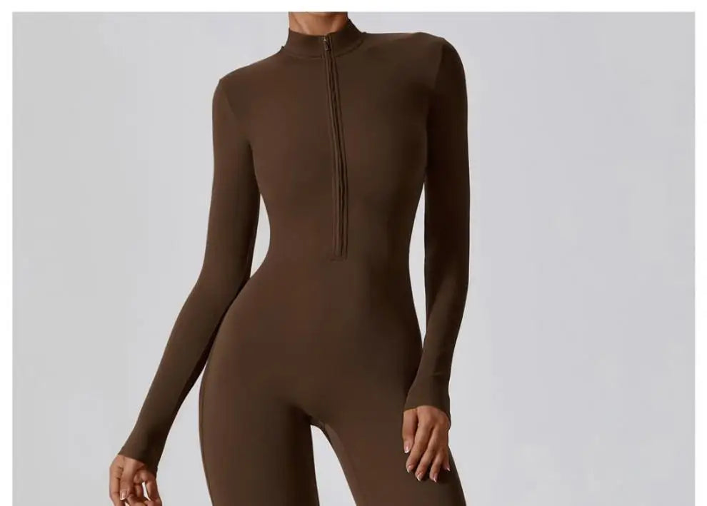 One-piece Sports Training Jumpsuit Women's Long Sleeve Tight Hip-highlighting Bodysuit Gym Clothing Sexy Dance Exercise Tights