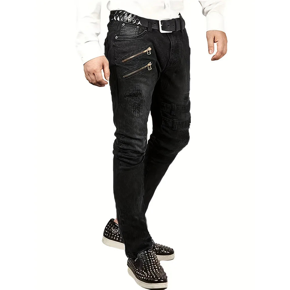 Casual Denim Biker Jeans