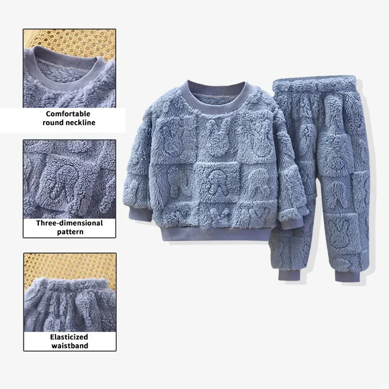 Baby Girls Clothes For Children Clothing Sets Autumn Winter Kids Boys Plus Fleece Warm Sweater Tops Pants 2pcs Outfits Suit