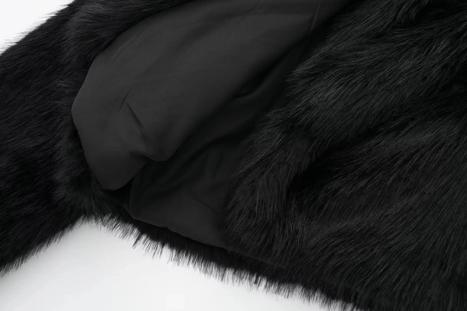 MUJER Black Faux Fur Coat for Women Autumn Winter Plush Coats and Jackets Streetwear Outerwears Long Sleeve Warm Womens Coats