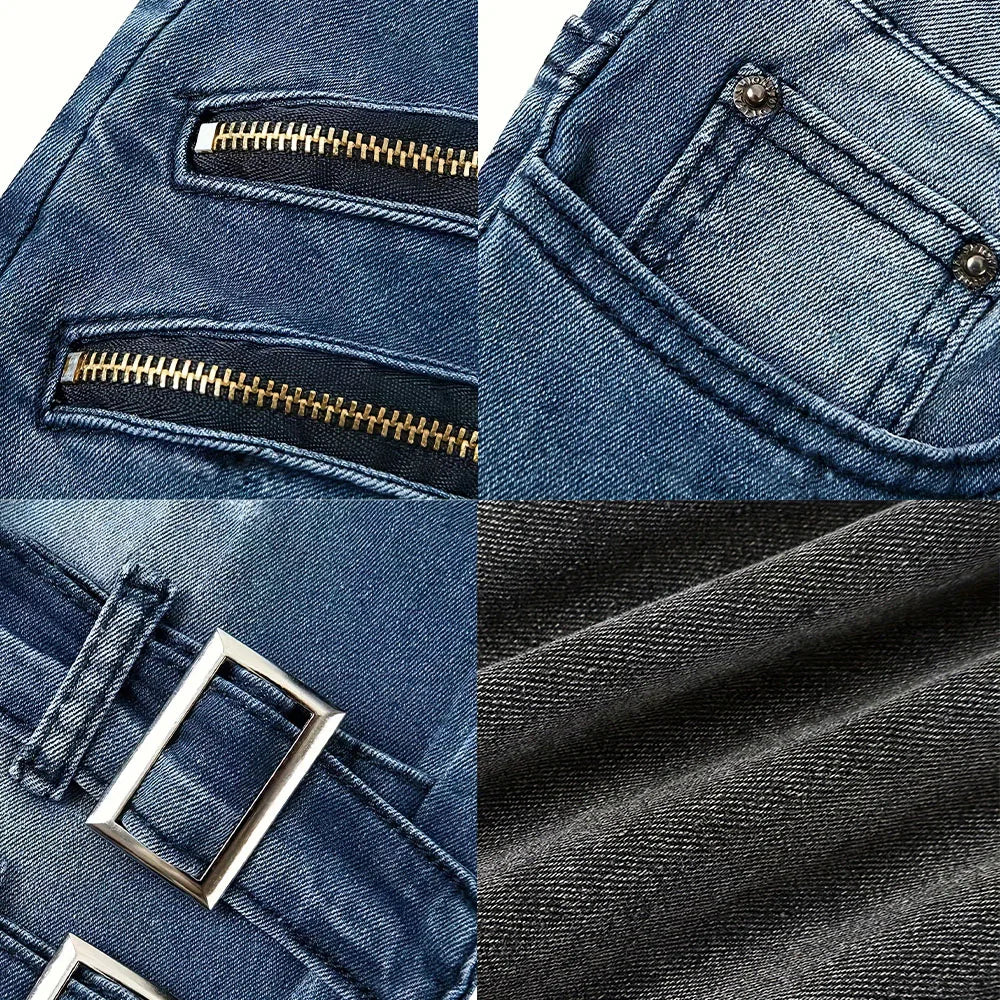 Casual Denim Biker Jeans