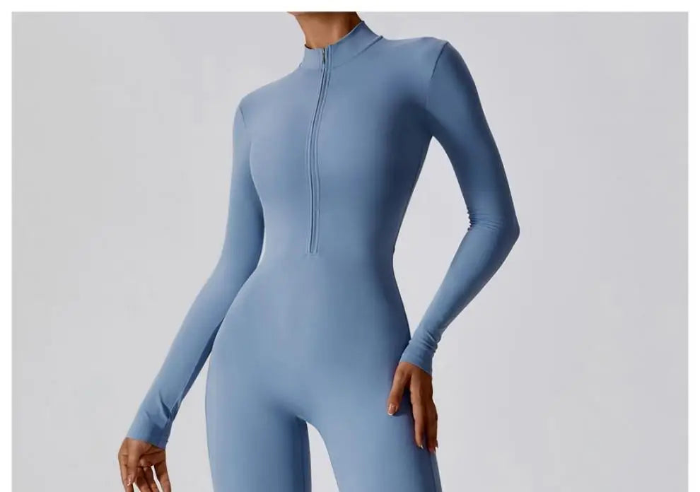 One-piece Sports Training Jumpsuit Women's Long Sleeve Tight Hip-highlighting Bodysuit Gym Clothing Sexy Dance Exercise Tights