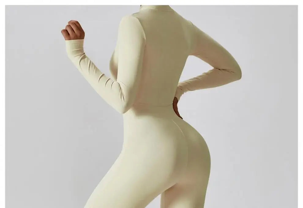 One-piece Sports Training Jumpsuit Women's Long Sleeve Tight Hip-highlighting Bodysuit Gym Clothing Sexy Dance Exercise Tights