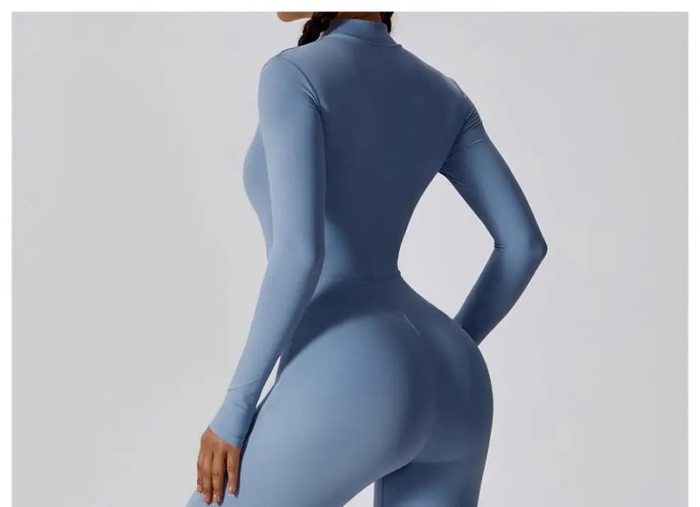 One-piece Sports Training Jumpsuit Women's Long Sleeve Tight Hip-highlighting Bodysuit Gym Clothing Sexy Dance Exercise Tights